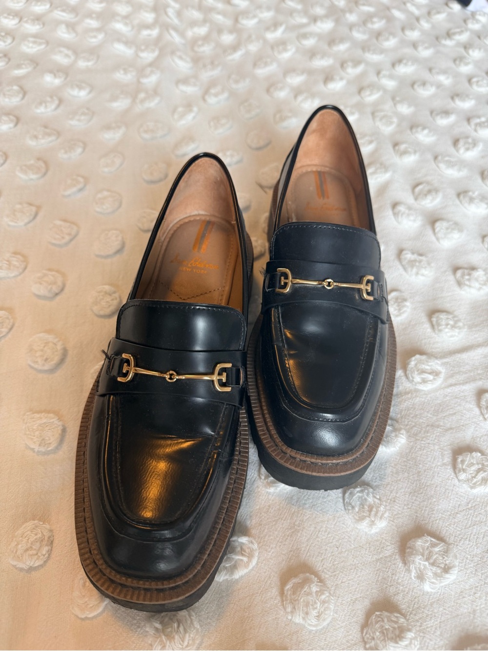 Women’s Black Leather Bit-Detail Slip-On Loafers